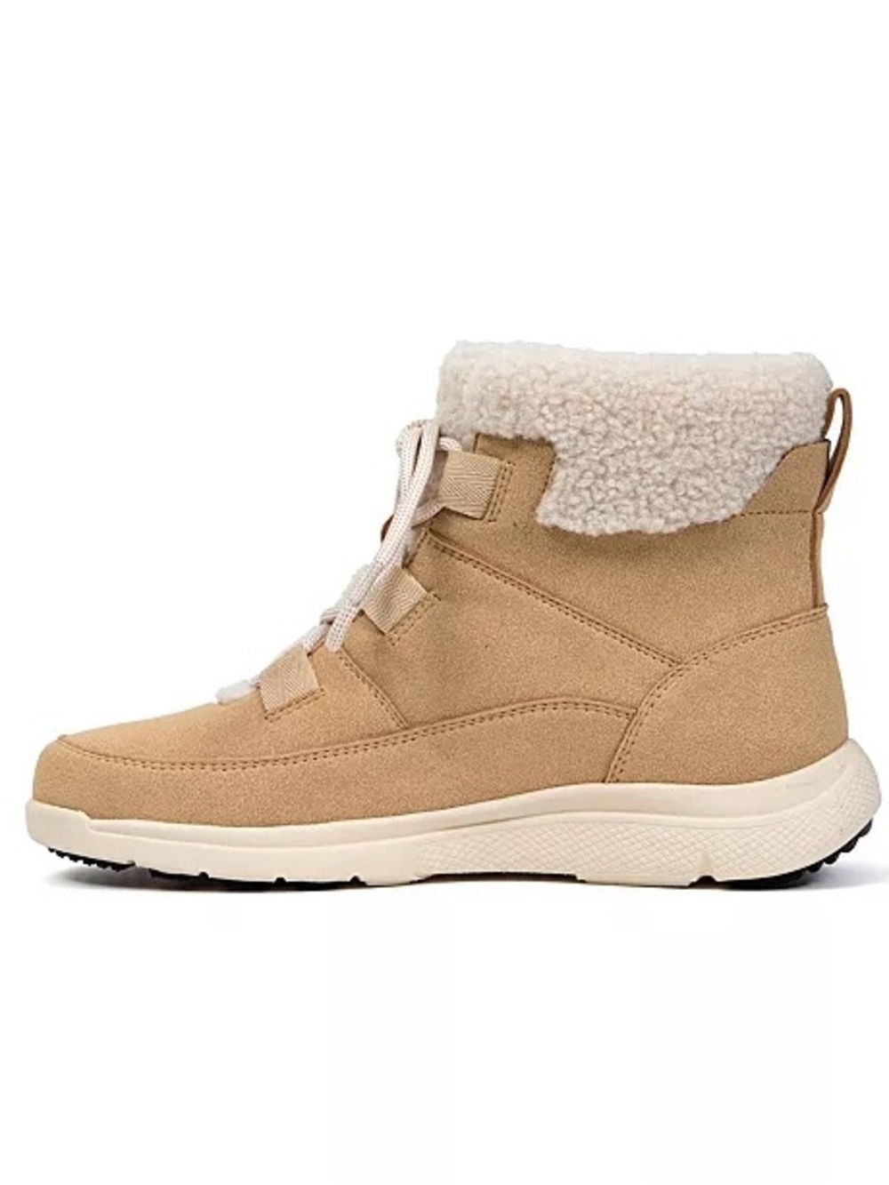 JBU Beige Suede-Look Sherpa Lace-Up Winter Boot - Picture 4 of 10